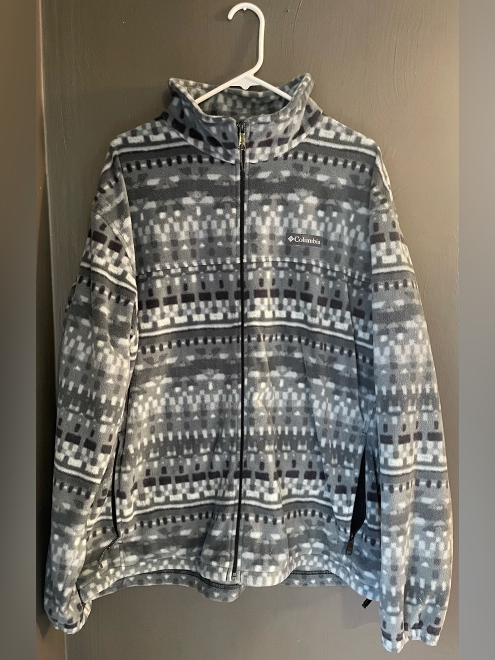 Columbia PFG Men's Dawnbreaker Full Zip Fleece Jacket Size 2XL Gray Pattern
